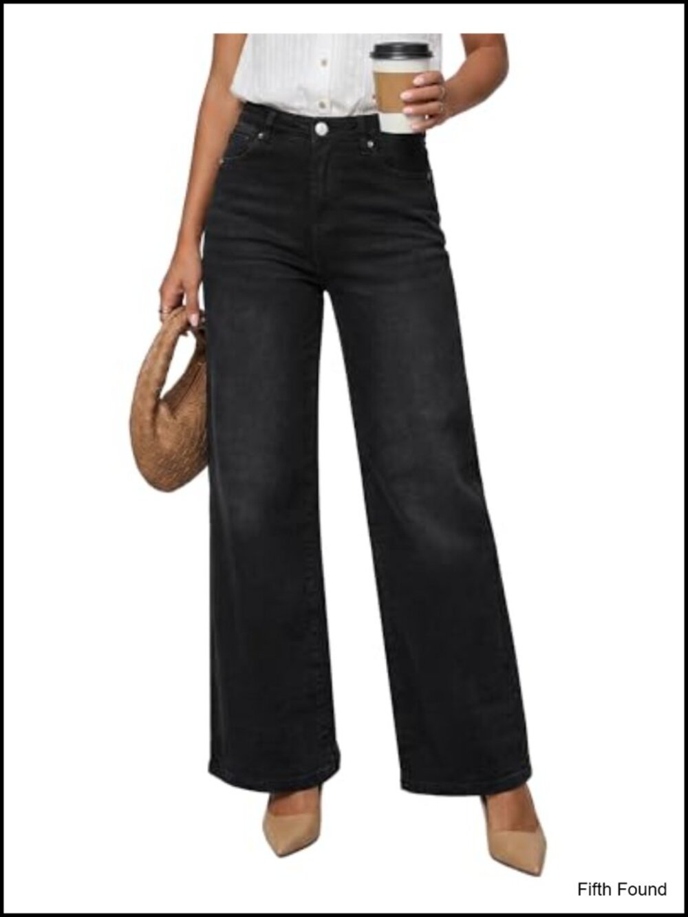 High Waisted Wide Leg Stretchy Denim Jeans with Pockets